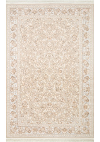 Lübna 02 Beıge Bambu ve Viskon Kullanılarak Üretilen Klasik Desenli Şık, Zarif Salon Halısı