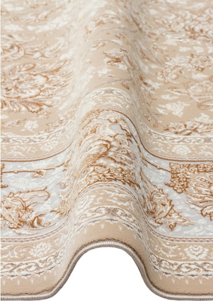 Lübna 02 Beıge Bambu ve Viskon Kullanılarak Üretilen Klasik Desenli Şık, Zarif Salon Halısı modelleri