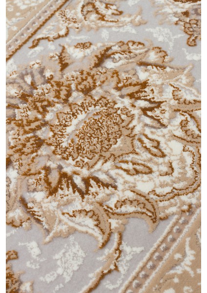 Lübna 02 Beıge Bambu ve Viskon Kullanılarak Üretilen Klasik Desenli Şık, Zarif Salon Halısı fırsatları