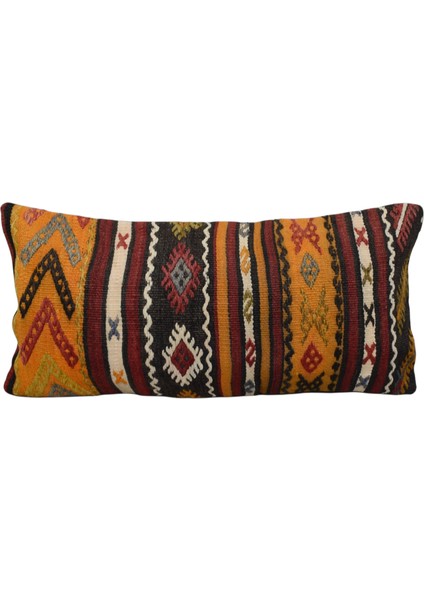Yeni El Dokuma Dekoratif Lumbar Kilim Kırlent Yastık Kılıfı 6599