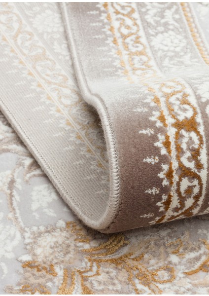 Lübna 02 Grey Bambu ve Viskon Kullanılarak Üretilen Klasik Desenli Şık, Zarif Salon Halısı