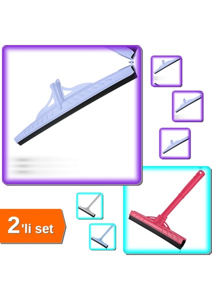 Yersil Çekçek 55 cm - Sapsız + Mini Çekçek Yersil 28 cm - Pratik Temizlik - 2li Set L8B4F5