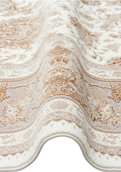 Lübna 02 Cream Bambu ve Viskon Kullanılarak Üretilen Klasik Desenli Şık, Zarif Salon Halısı modelleri