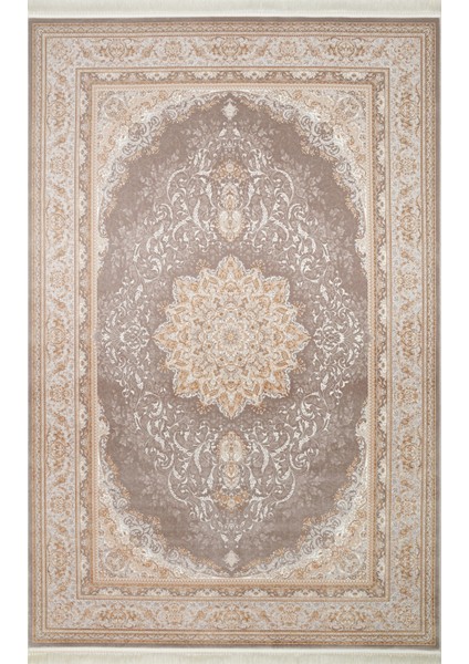 Lübna 01 Grey Bambu ve Viskon Kullanılarak Üretilen Klasik Desenli Şık, Zarif Salon Halısı