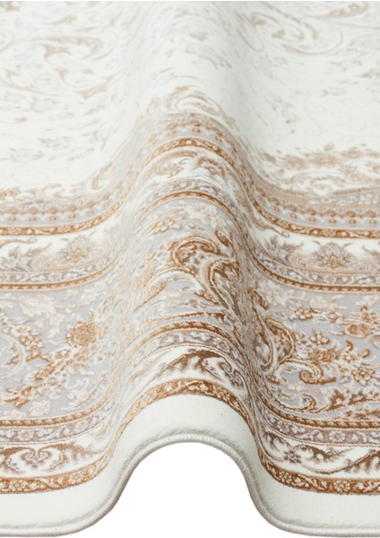 Lübna 01 Cream Bambu ve Viskon Kullanılarak Üretilen Klasik Desenli Şık, Zarif Salon Halısı modelleri