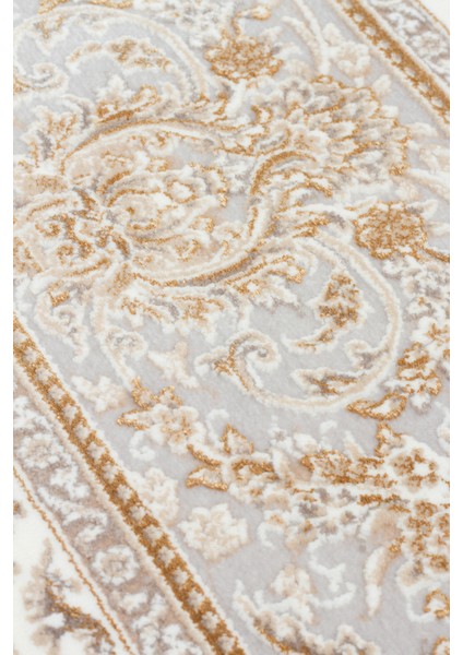 Lübna 01 Cream Bambu ve Viskon Kullanılarak Üretilen Klasik Desenli Şık, Zarif Salon Halısı fırsatları
