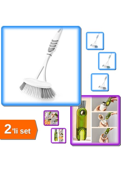 Lavabo ve Küvet Temizleme Fırçası + U Şekilli 3 Fonksiyonlu Temizlik Fırçası - 2li Set J9N7P4