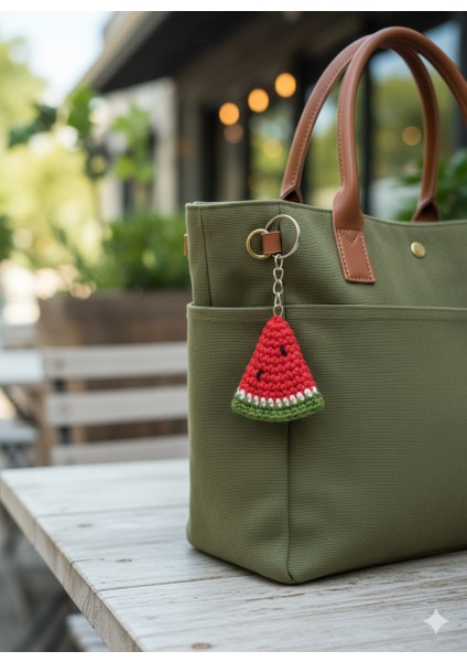 El Yapımı Amigurumi Karpuz Dilimi Anahtarlık – Örgü Çanta Süsü – Sevimli Hediyelik modelleri