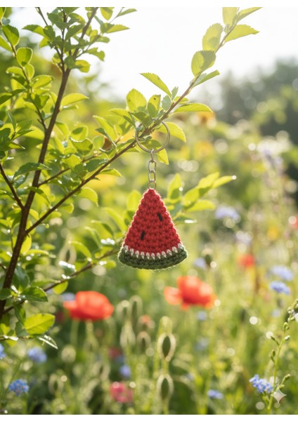 El Yapımı Amigurumi Karpuz Dilimi Anahtarlık – Örgü Çanta Süsü – Sevimli Hediyelik indirimleri