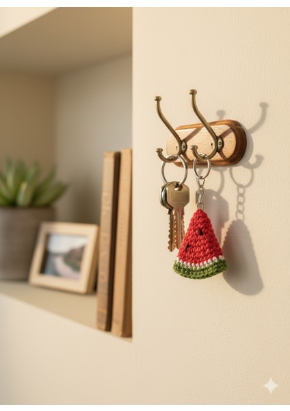 El Yapımı Amigurumi Karpuz Dilimi Anahtarlık – Örgü Çanta Süsü – Sevimli Hediyelik