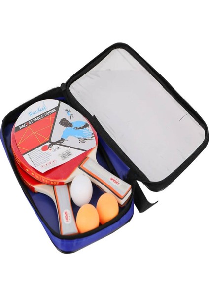 2 Kişilik Çantalı 3 Pinpon Toplu Masa Tenisi Raket Seti