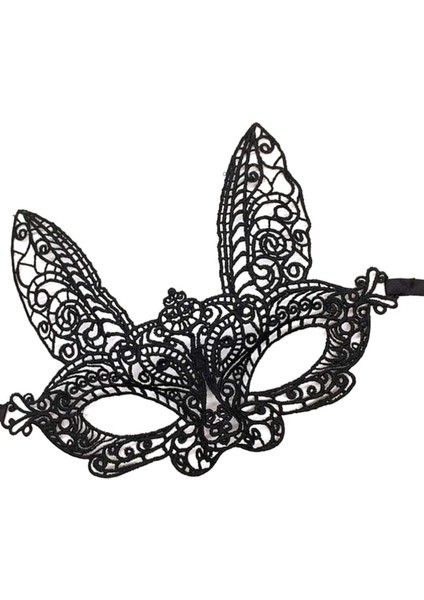 Siyah Renk Dantel Kesim Dantel Işlemeli Balo Parti Maskesi 7 No modelleri