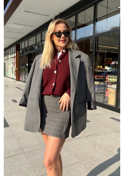 Bordo Gümüş Düğmeli Hırka fiyatları