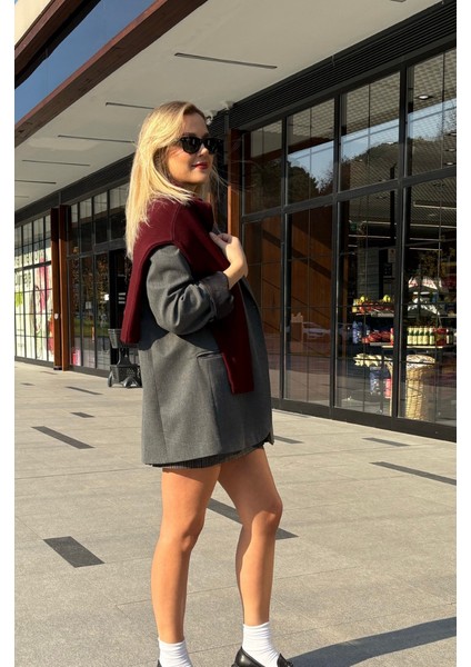 Bordo Gümüş Düğmeli Hırka fırsatları