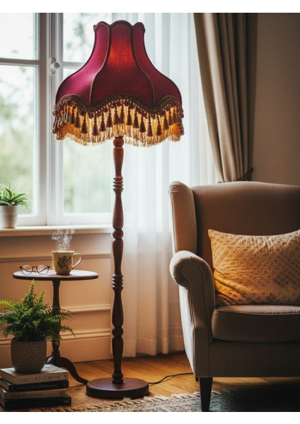 Bordo Vintage Lambader Kadife Kumaş Kaplama Ahşap Ayak LM66544 fiyatları