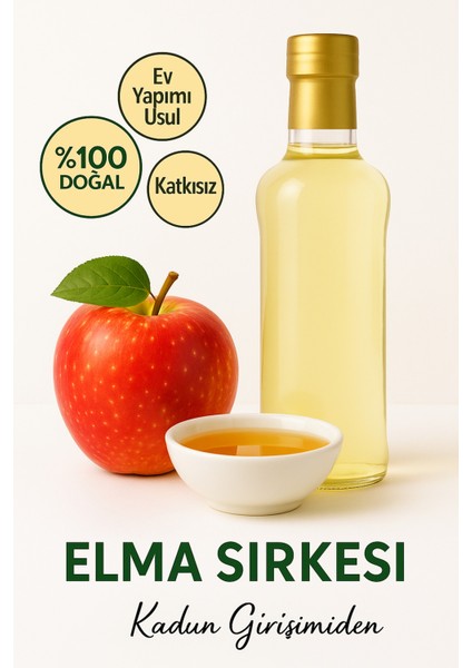Doğal Fermente Elma SIRKESI-KATKISIZ,KORUYUCUSUZ-500ML-KADIN Girişimci