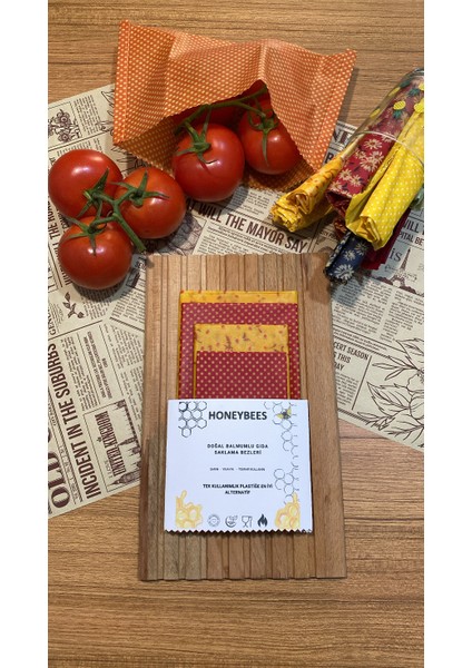 4'lü Karışık Desen Kumaş Tekrar Kullanılabilen Doğal Balmumlu (Balmumu) Gıda Saklama Kumaş Bezi fiyatları