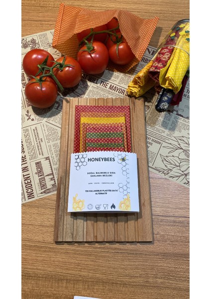 9'lu Puantiye Desen Kumaş Tekrar Kullanılabilen Doğal Balmumlu (Balmumu) Gıda Saklama Bezi fiyatları