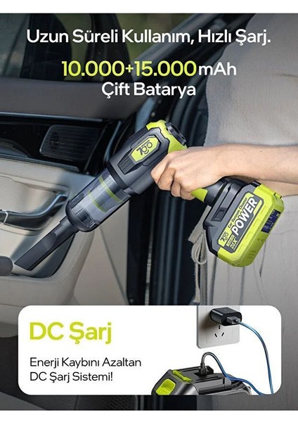 🚀 7go 7gab-03 Kablosuz Süpürge: 20000PA Ultra Güçlü, 90000RPM Motorlu Profesyonel Araç Içi ve Ev Tipi Şarjlı El Süpürgesi