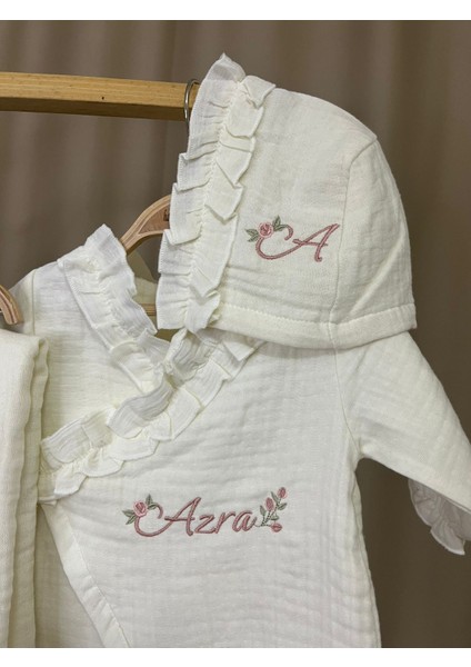 Isimli Nakışlı Hastane Çıkışı 4'lü Set %100 Pamuk Müslin fiyatları