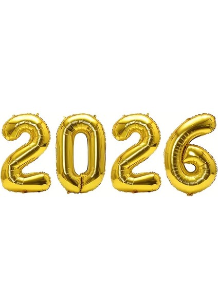 Yılbaşı 2026 Gold Renk Rakam Folyo Balon Küçük Boy 36 cm