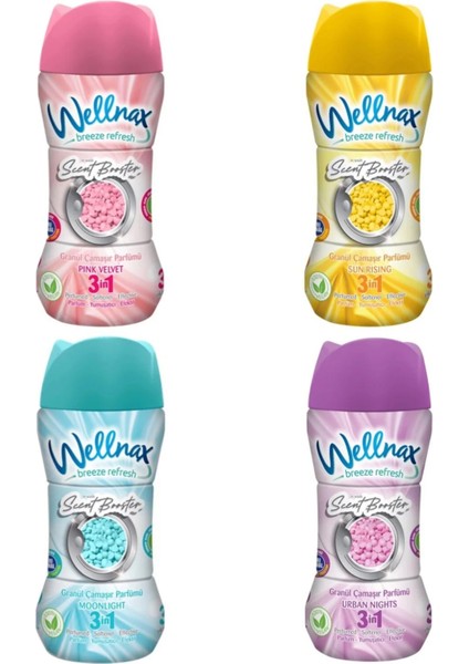 Wellnax Granül Çamaşır Parfümü Pink Velvet/urban Nights/moonlight/sun Rising 4X210 gr
