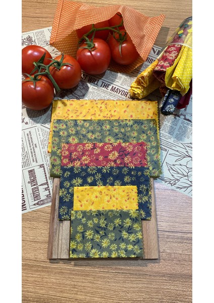 6'lı Puantiye Desen Kumaş Tekrar Kullanılabilen Doğal Balmumlu (Balmumu) Gıda Saklama Bezi fiyatları