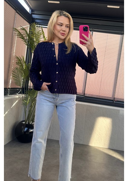 Lacivert Bürümcük Hırka