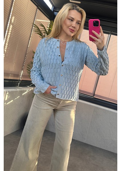 Mavi Bürümcük Hırka