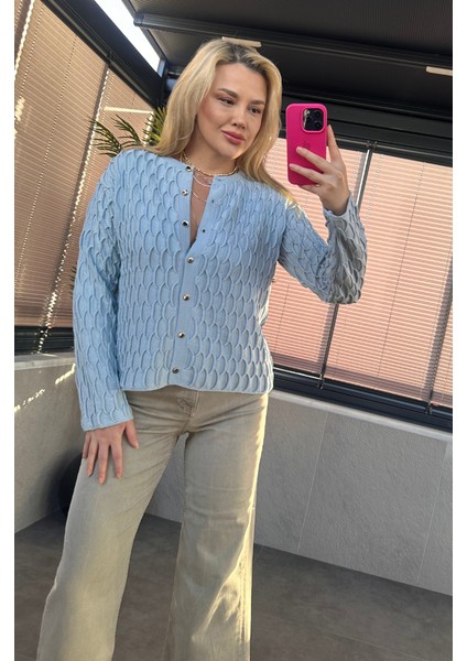 Mavi Bürümcük Hırka modelleri