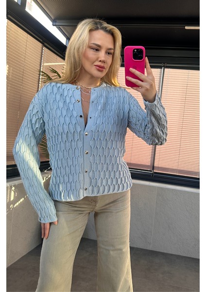 Mavi Bürümcük Hırka indirimleri