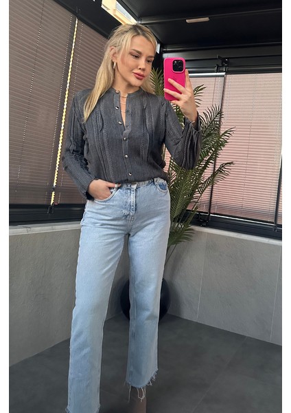 Simli Ince Dokuma Detaylı Antrasit Triko Hırka modelleri