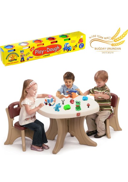 6 Renkli Buğday Unu Oyun Hamuru (Büyük Boy)