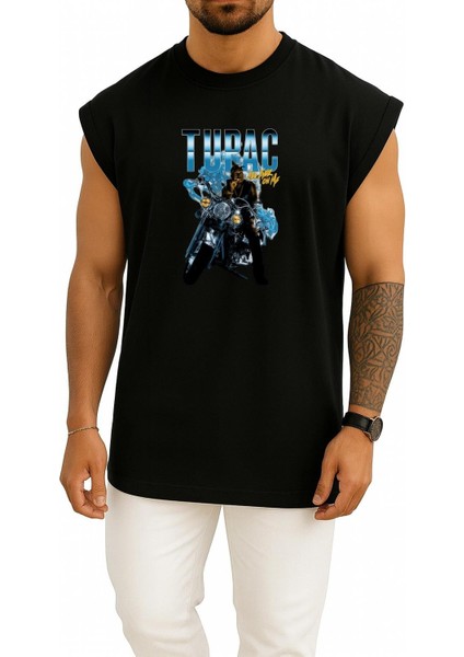 Oversize Tupac All Eyez On Me Göğüs Baskılı Atlet