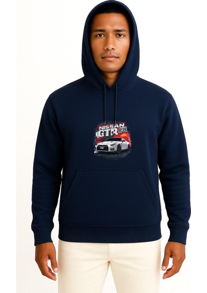 Kapüşonlu Nissan Gtr R35 Göğüs Baskılı Unisex Sweatshirt