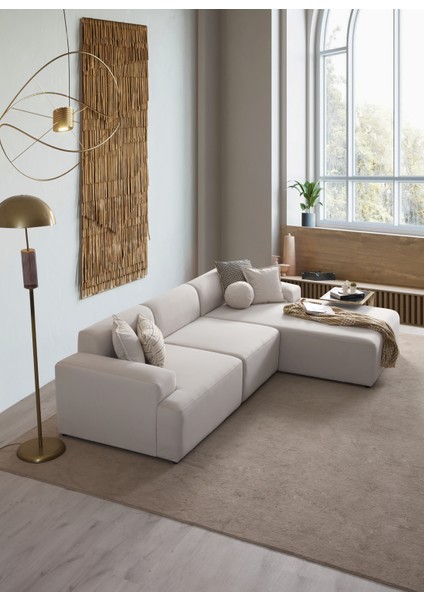 Molly Köşe Koltuk Sağ Köşe, Yönsüz Kadife Kırık Beyaz 290X185CM fiyatları