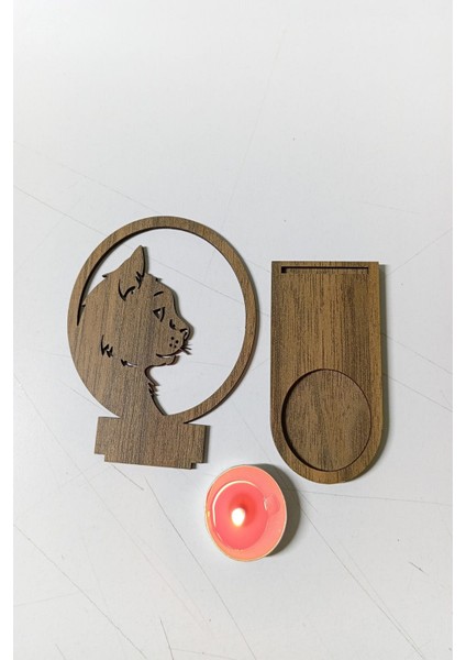 Tek Duran Kedi Figür Kahverengi Ahşap Gölge Mumluk Projeksiyon Biblo – Mum Hediyeli Kete2 fiyatları