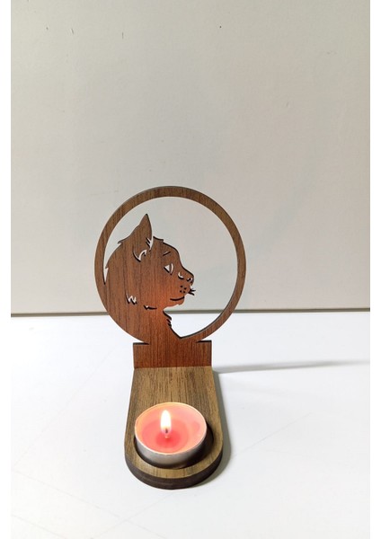 Tek Duran Kedi Figür Kahverengi Ahşap Gölge Mumluk Projeksiyon Biblo – Mum Hediyeli Kete2 modelleri
