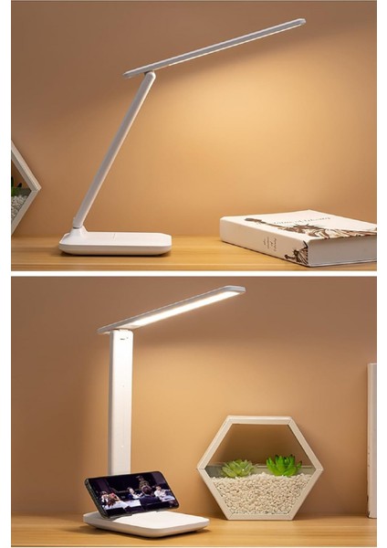 Şarjlı USB Katlanır Masa Lambası – Telefon Tutuculu 3 Modlu Dokunmatik LED Gece Kitap Lambası fiyatları