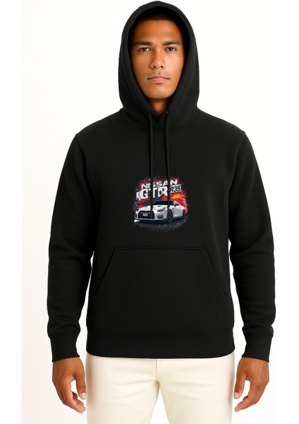 Kapüşonlu Nissan Gtr R35 Göğüs Baskılı Unisex Sweatshirt