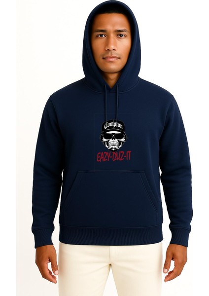 Kapüşonlu Eazy Duz It Eazy E Göğüs Baskılı Unisex Sweatshirt