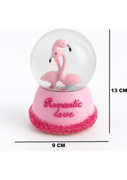 Orta Boy Pembe Flamingo Müzikli Işıklı Renkli Gece Lambası 3D Cam Kar Küresi Kar Efektli Hediyelik fiyatları