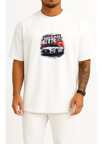 Oversize Nissan Gtr R35 Göğüs Baskılı Unisex T-Shirt