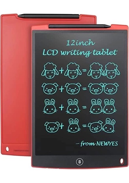 T12 Kırmızı Writing Tablet LCD 12 Inç Dijital Kalemli Çizim Yazı Tahtası
