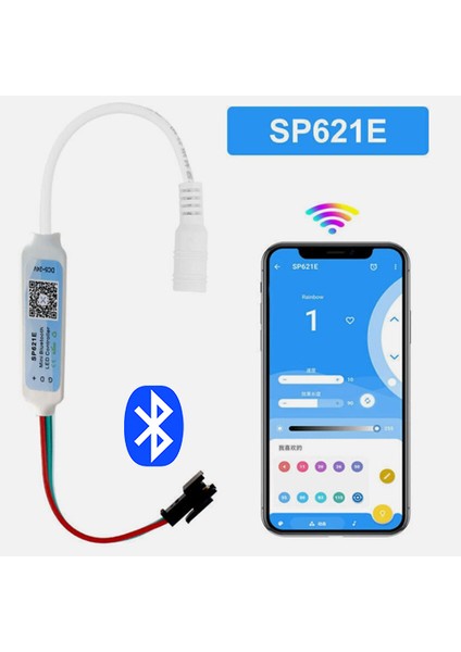 SP621E Mini Bluetooth Argb Pixel Şerit LED Kontrol WS2811 WS2812B