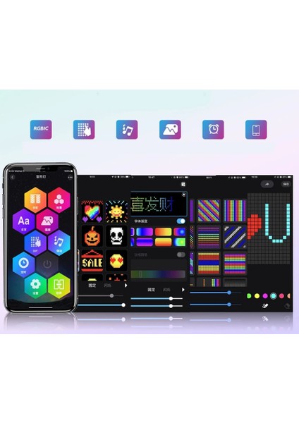 Akıllı Perde LED Rengarenk Animasyonlu Telefondan Kontrol Edilebilir Parti-Yılbaşı-Noel Işıkları modelleri