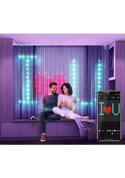 Akıllı Perde LED Rengarenk Animasyonlu Telefondan Kontrol Edilebilir Parti-Yılbaşı-Noel Işıkları fırsatları