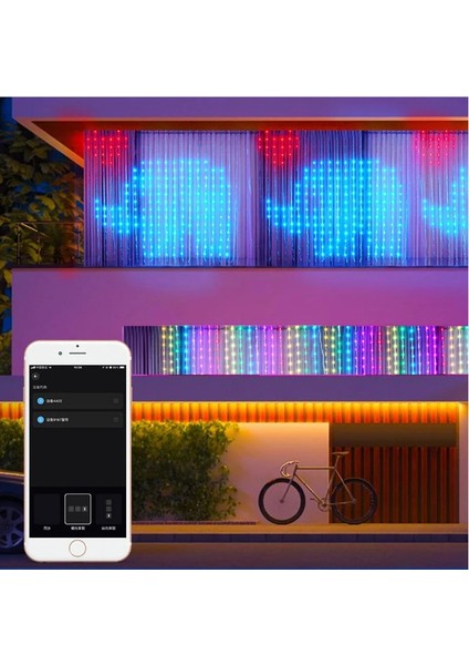 Akıllı Perde LED Rengarenk Animasyonlu Telefondan Kontrol Edilebilir Parti-Yılbaşı-Noel Işıkları