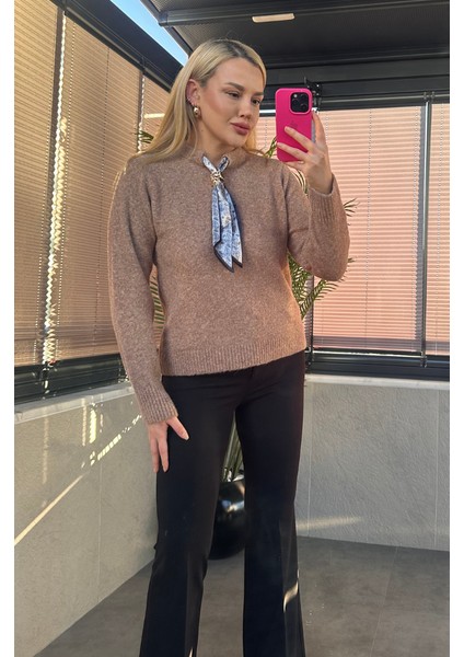 Fular Detaylı Camel Kazak indirimleri