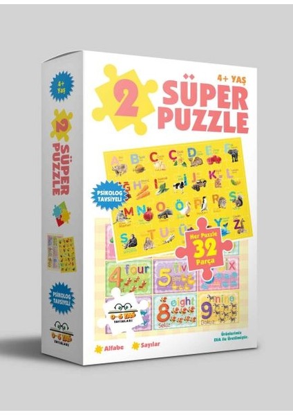 2 Süper Puzzle - Alfabe - Sayılar 4+ Yaş